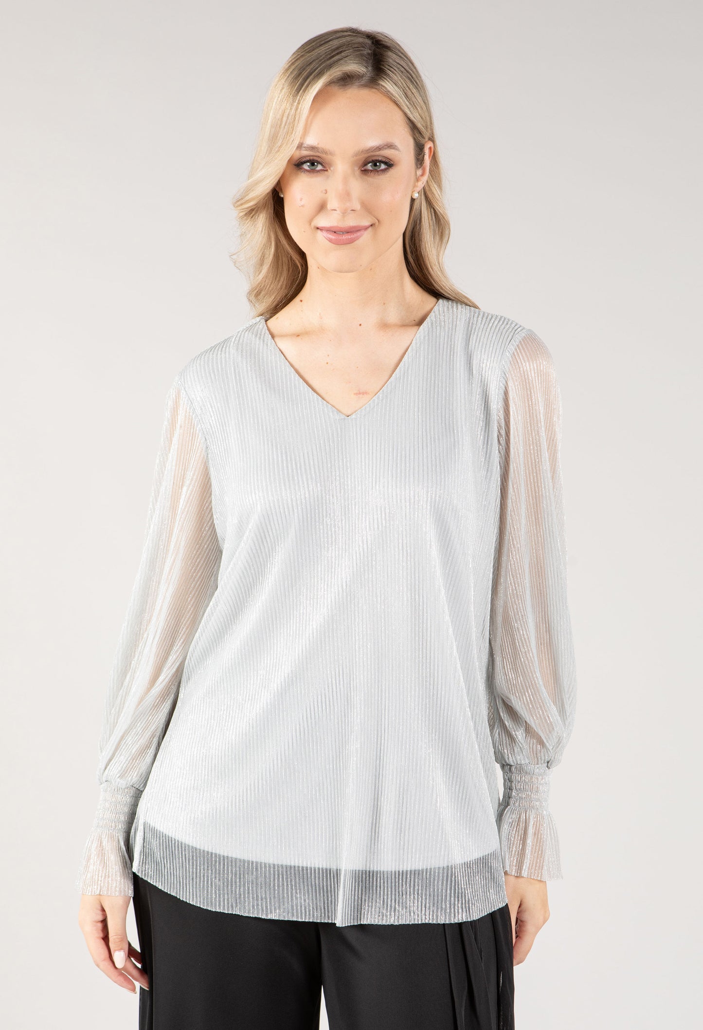 V Neckline Plisse Top