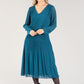 Plisse Pleated Long Sleeve Pop Over Dress