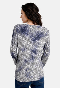 Shirt with jacquard pattern in blue/white