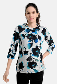 Shirt with flower and leaf print