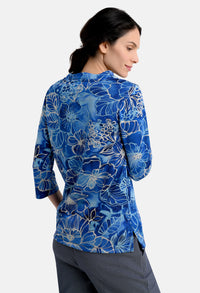 Shirt with flower and leaf print