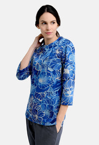 Shirt with flower and leaf print