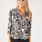 Abstract Print V Neck Top