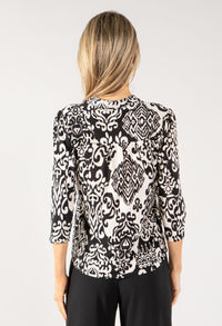 Abstract Print V Neck Top