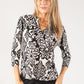 Abstract Print V Neck Top