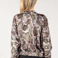 Silk Feel Snake Print Bomber Jacket