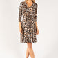 Buttoned V Neck Leopard Print Dress