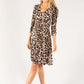 Buttoned V Neck Leopard Print Dress