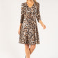 Buttoned V Neck Leopard Print Dress