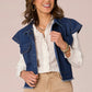 Cap Sleeve Fray Hem Denim Vest