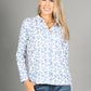 Soft Leaf Print Buttoned Blouse