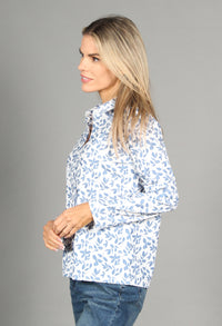 Soft Leaf Print Buttoned Blouse