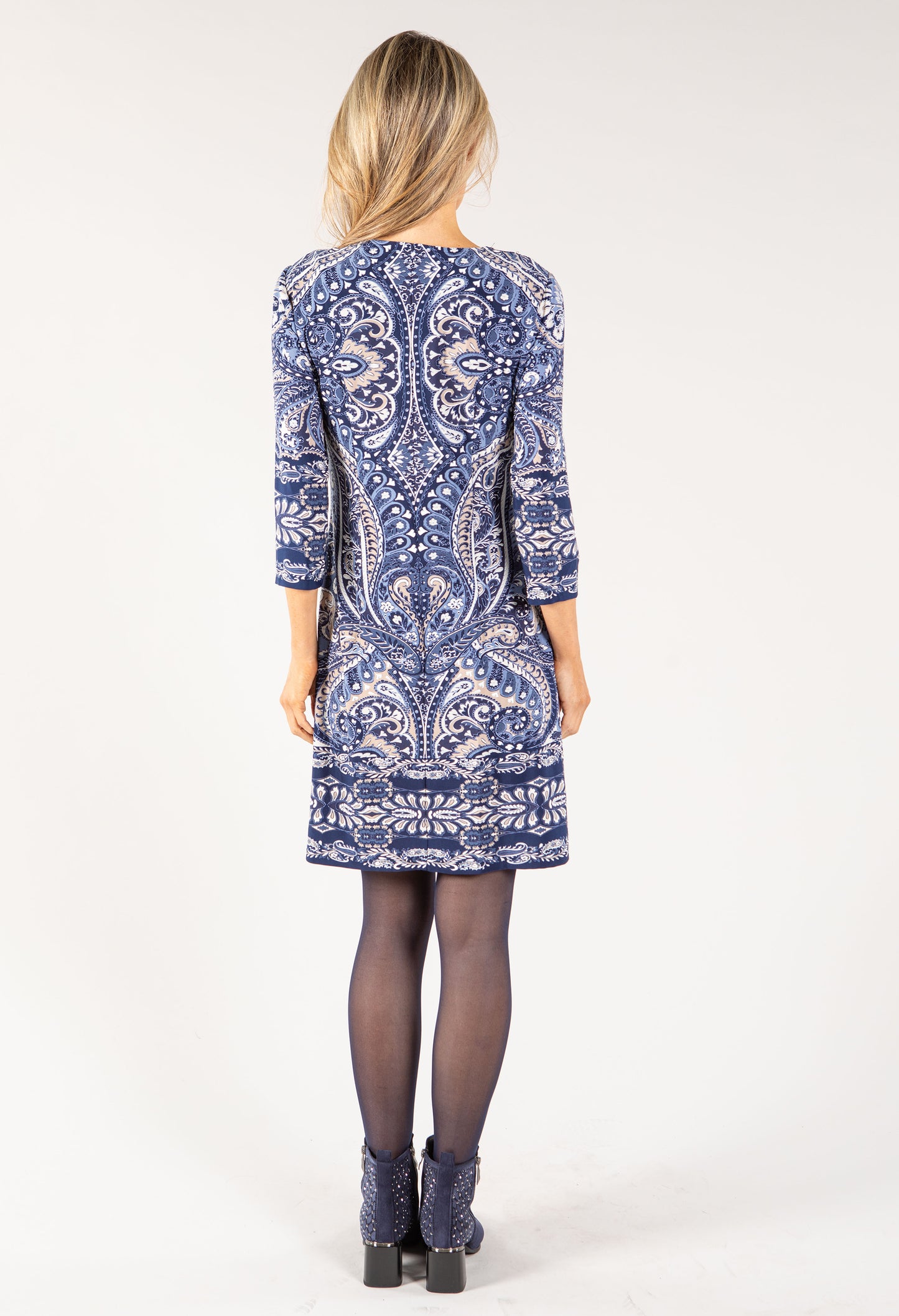 Paisley Print Keyhole Neckline Dress