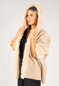 Faux Fur Shawl Overcoat