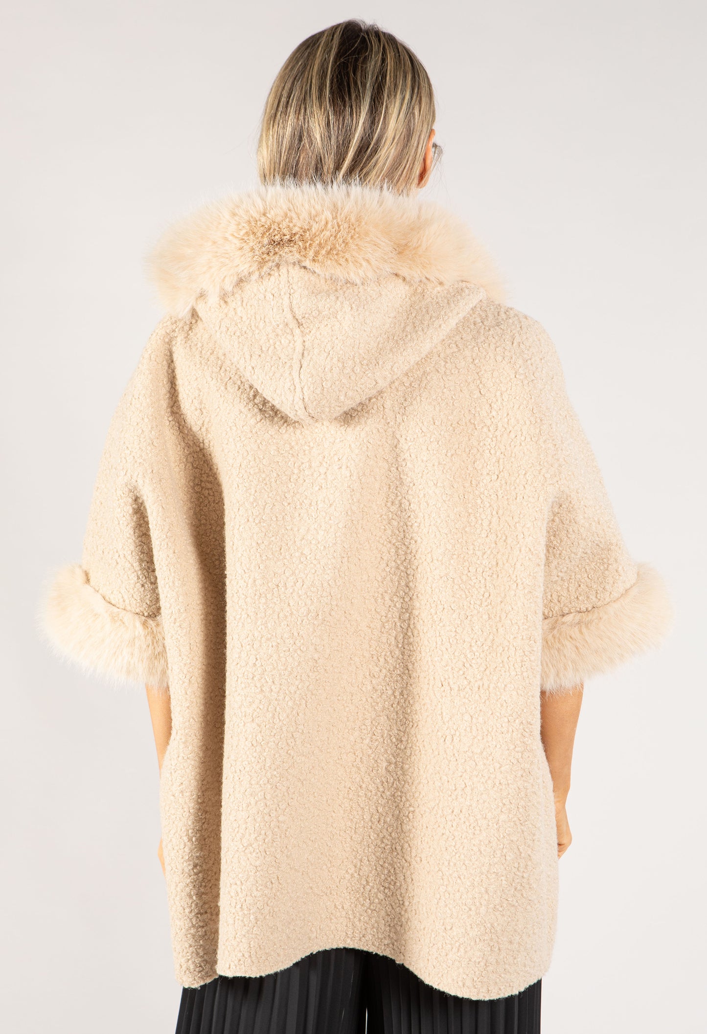 Faux Fur Shawl Overcoat