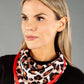 Red Border Leo Print Neck Scarf