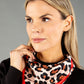 Red Border Leo Print Neck Scarf