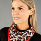 Red Border Leo Print Neck Scarf