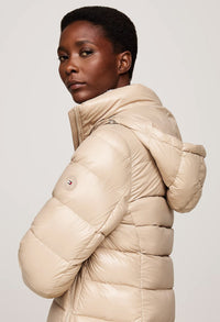 Down-Filled Glossy Hooded Puffer Coat