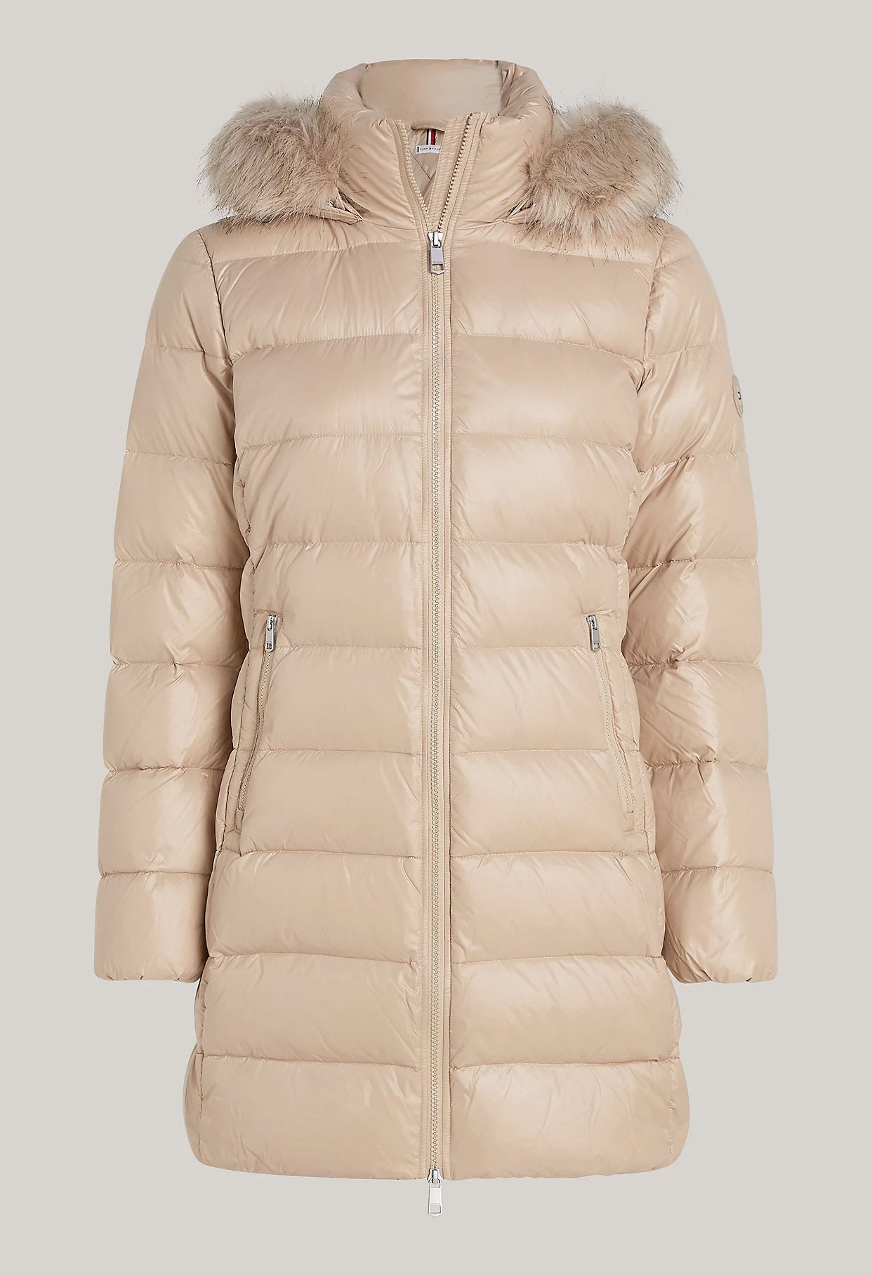 Down-Filled Glossy Hooded Puffer Coat