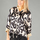 Swirl Print Satin Zip Up Jacket