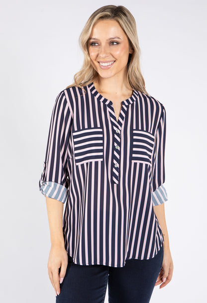 Striped Buttoned Blouse