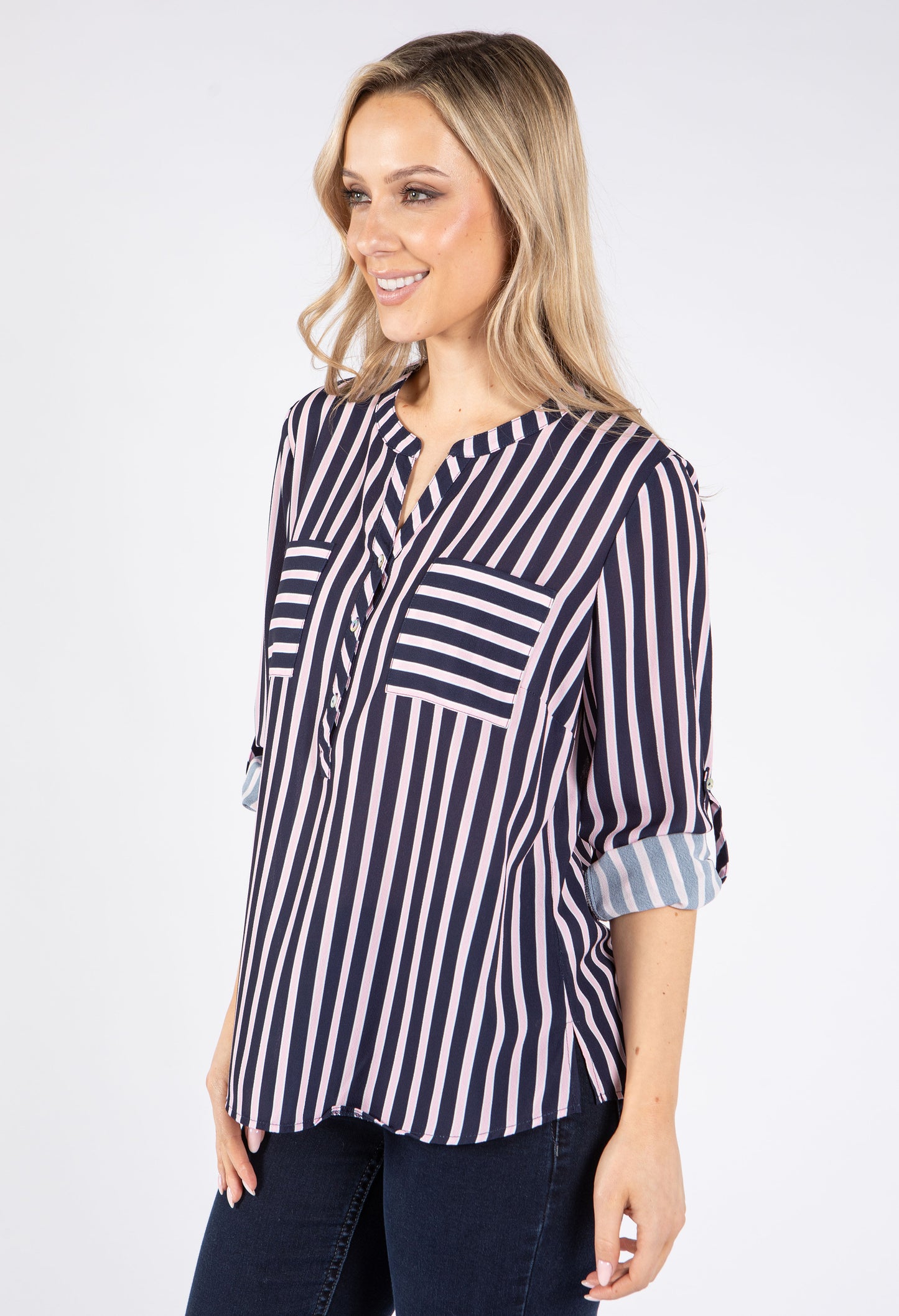 Striped Buttoned Blouse