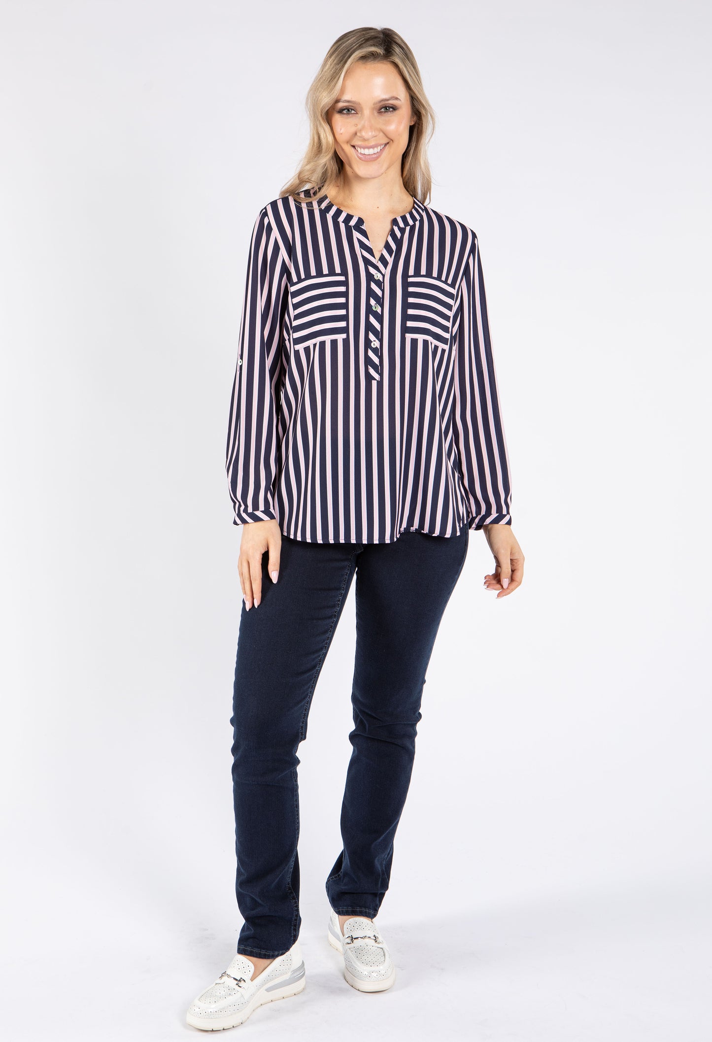 Striped Buttoned Blouse