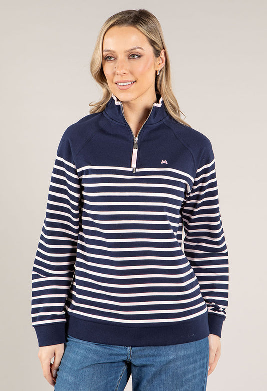 Striped Quarter Zip Pullover