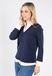 Two in One Shirt Detail Pullover