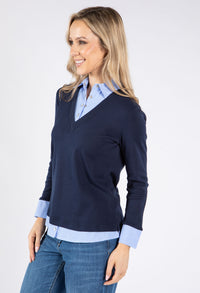 Two in One Shirt Detail Pullover