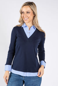 Two in One Shirt Detail Pullover