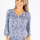 Blue Mix Leaf Print Top