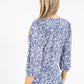 Blue Mix Leaf Print Top