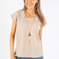 Cap Sleeve Necklace Detail Top