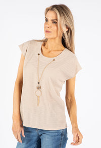 Cap Sleeve Necklace Detail Top