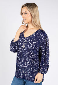 Polka Dot Soft V Neck Top