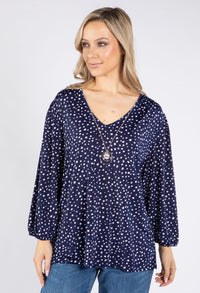 Polka Dot Soft V Neck Top