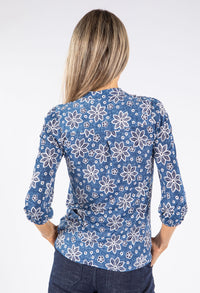 Floral Button Neckline Top