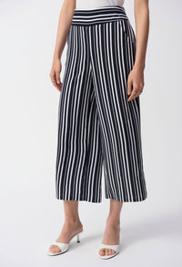 Striped Cropped Wide-leg Trousers