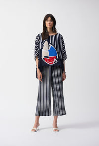 Striped Cropped Wide-leg Trousers