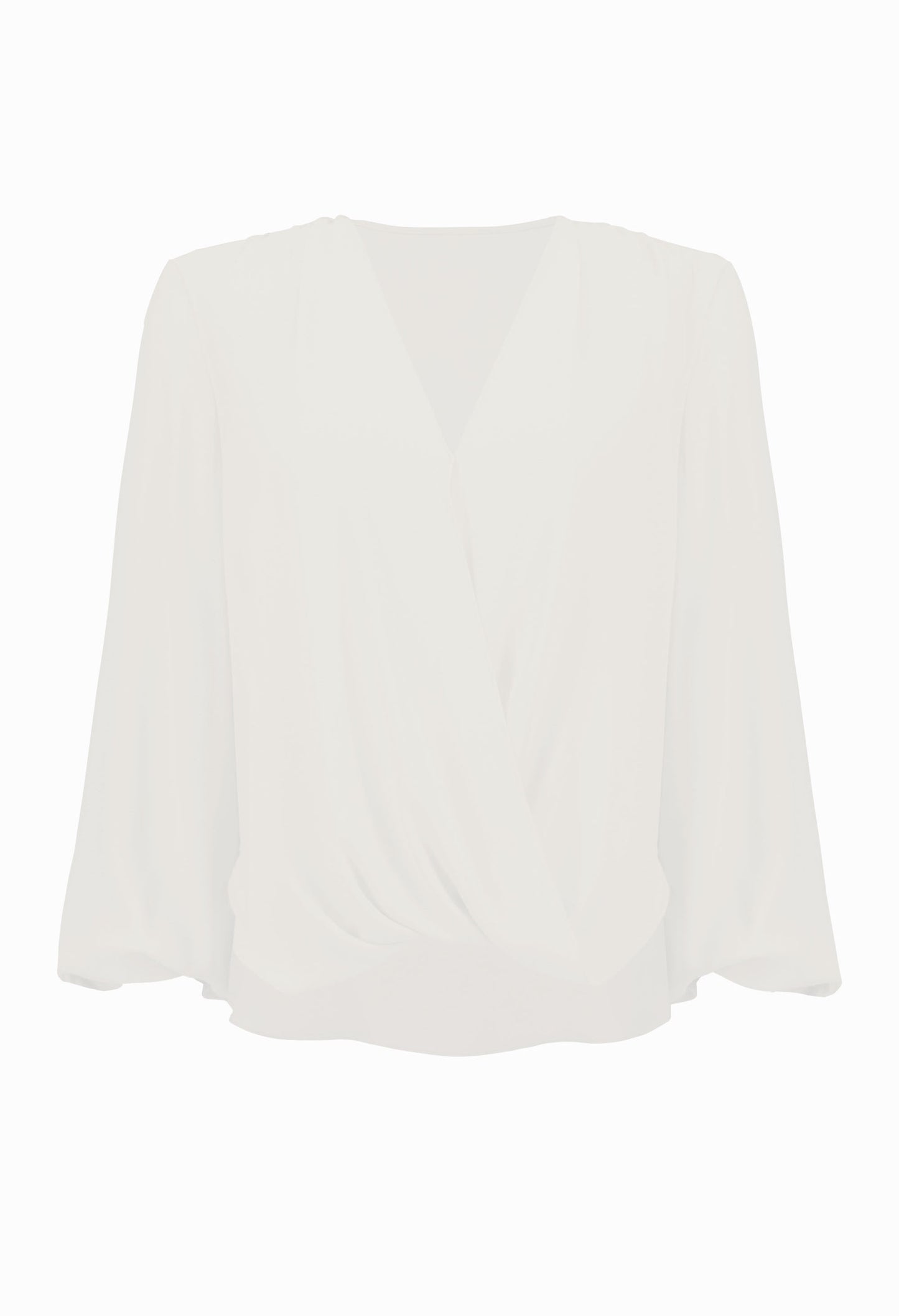 V-neck Long Puff-sleeve Blouse