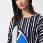 Boat Neckline Abstract Print Top