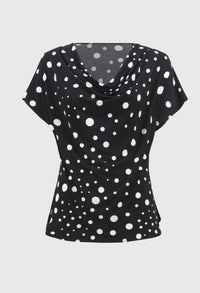 Polka Dot Cowl Neck