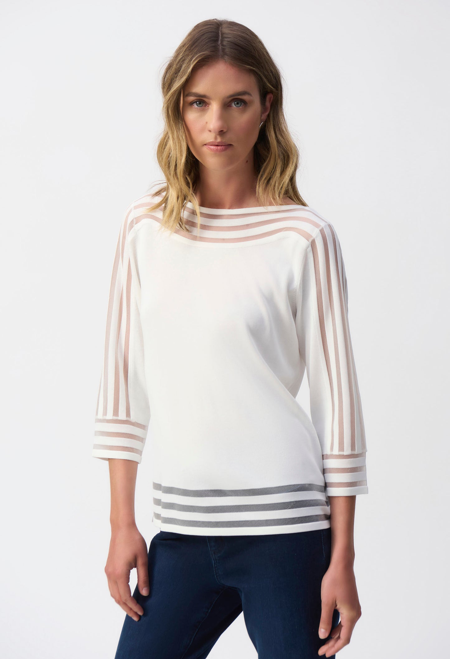 Mesh Stripe Detail Top