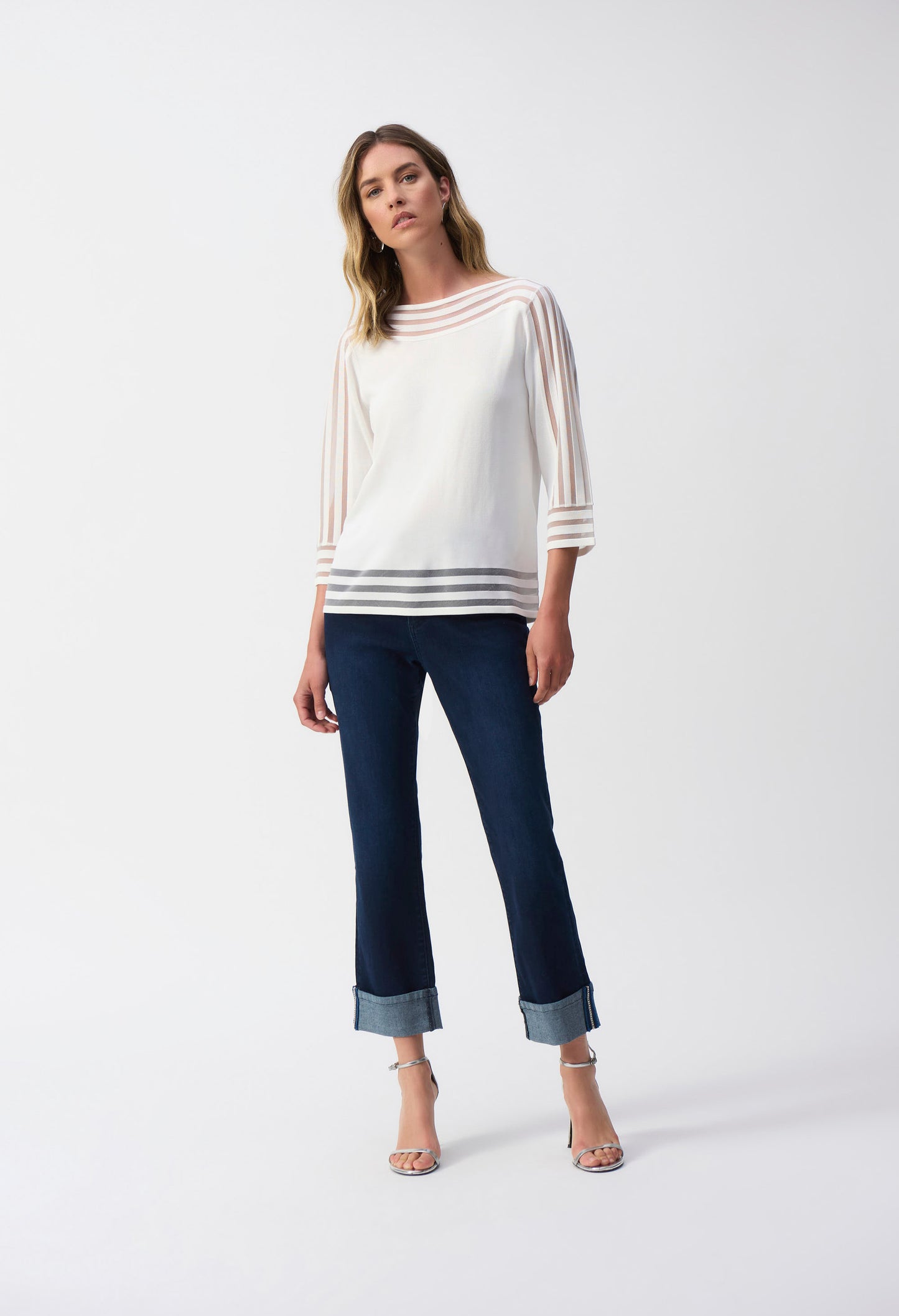 Mesh Stripe Detail Top