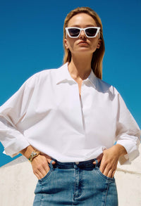 Casual Collarless Long-sleeve Shirt