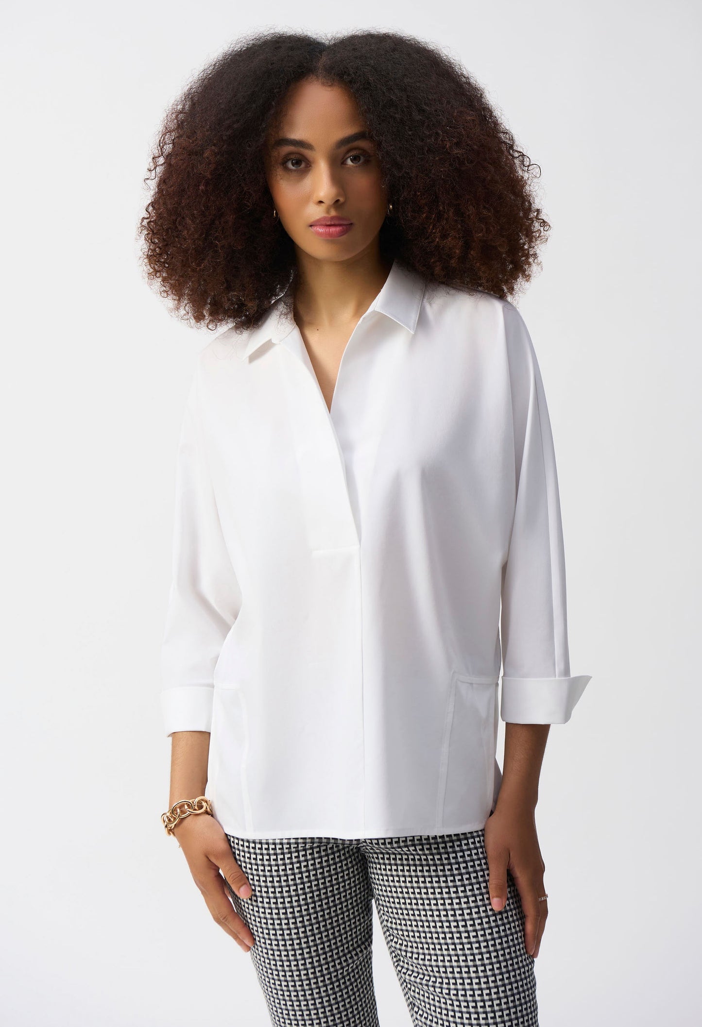 Casual Collarless Long-sleeve Shirt