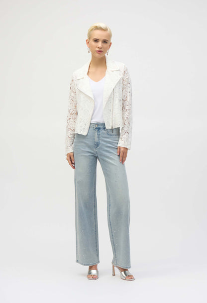 Wide-leg Mid-rise Embellished Jeans