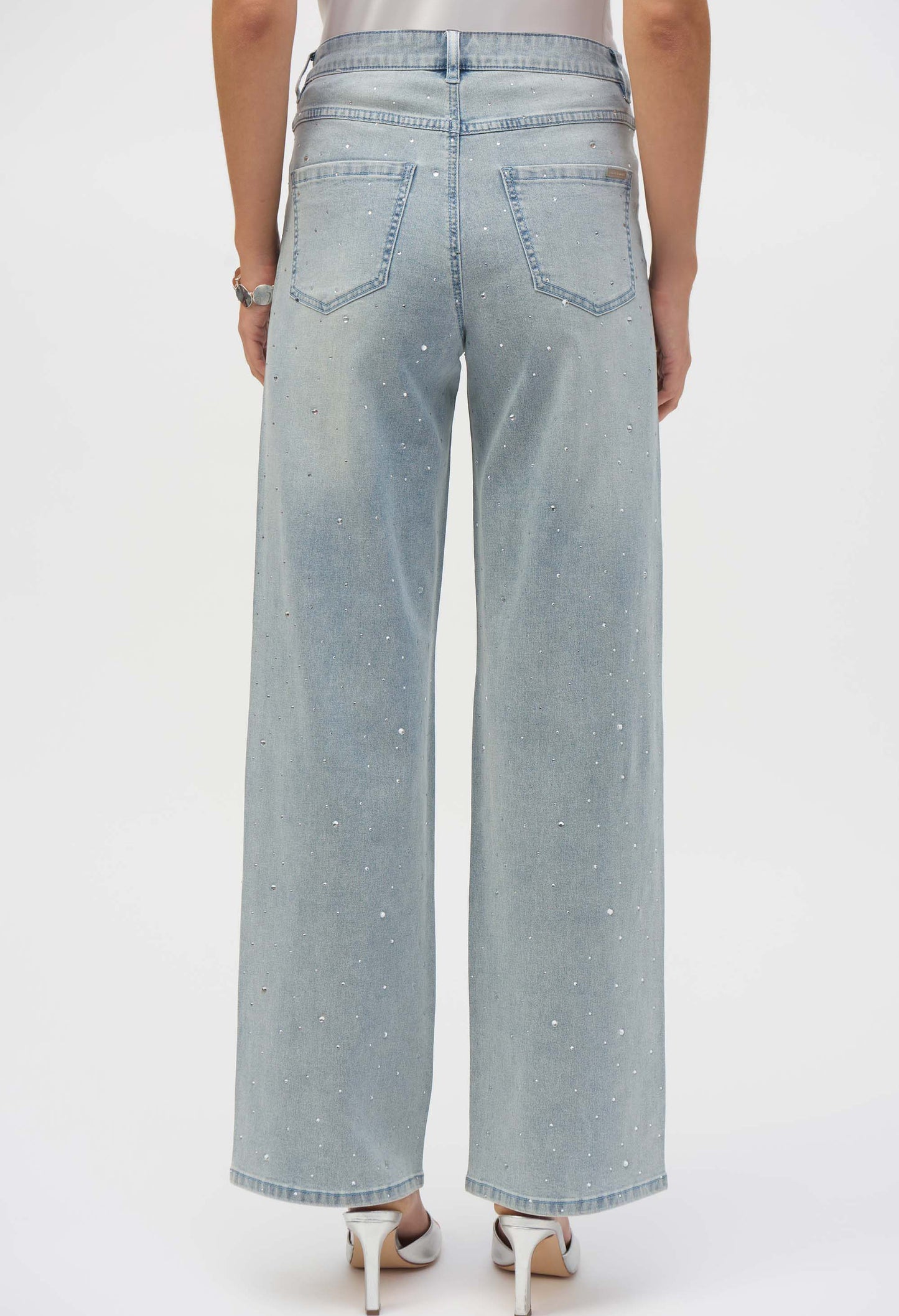 Wide-leg Mid-rise Embellished Jeans